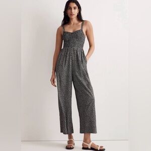 Madewell Black and White Flowered Jumpsuit